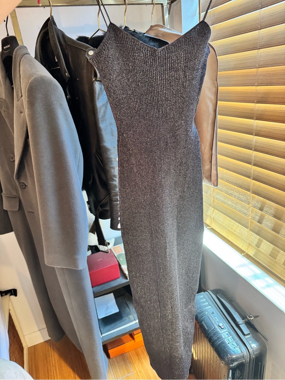 KHAITE Black Metallic Ribbed Knit dress